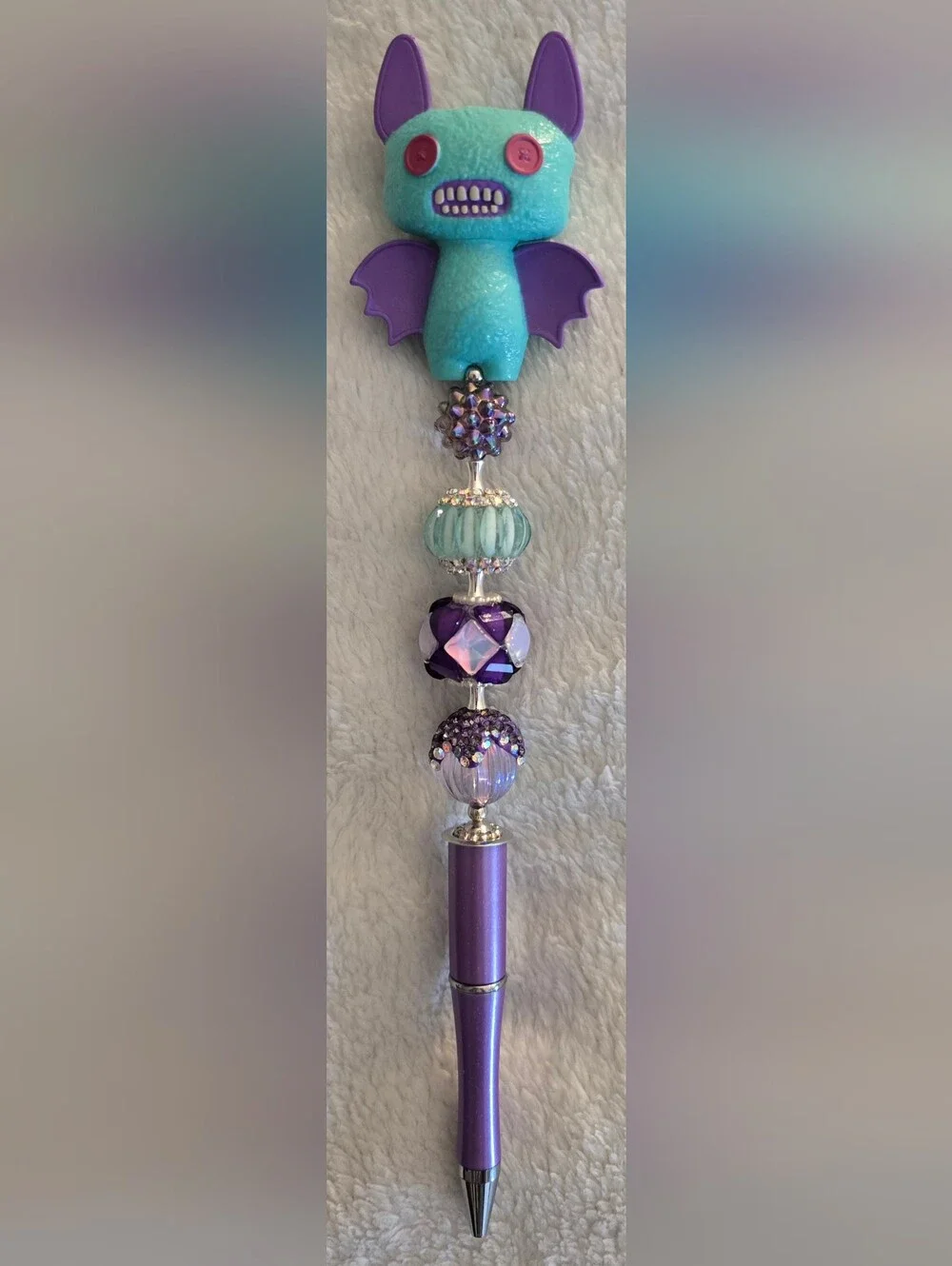 Teal and Purple Beaded Pen - Fuggler